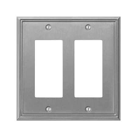 Amerelle Wall Plate, Number of Gangs: 2 gang Die-cast Metal, Brushed Nickel Finish, Gray 77RRBN